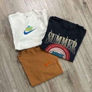 Lot of 3 Nike graphic Tees - Cream, Navy, and Tan/ Camel